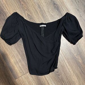 reformation puff sleeve wrap blouse